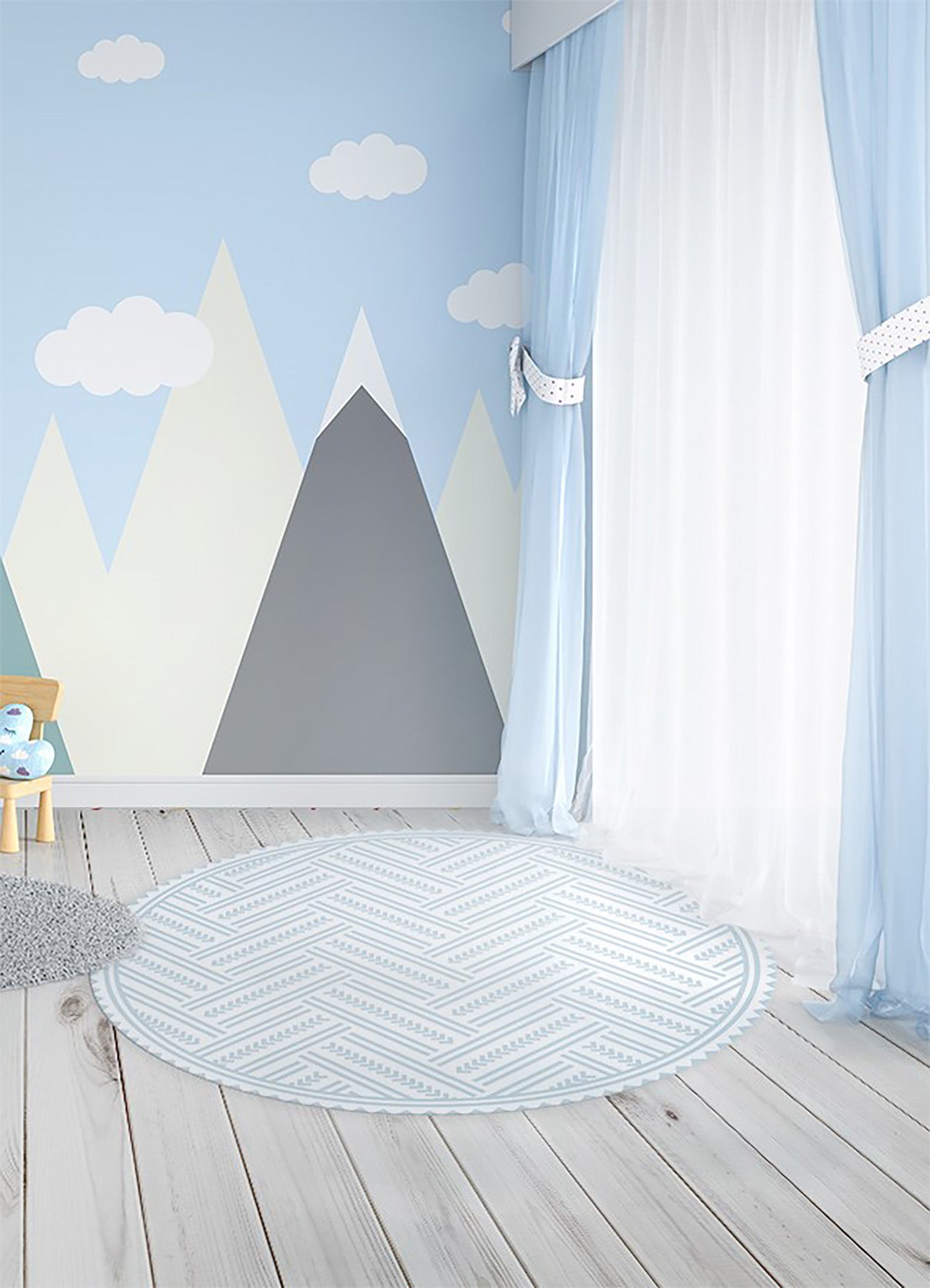 Tappeto PVC rotondo zigzag chevron moderno, tappeto vinile elegante perfetto per interni raffinati 110x110 cm – Tulup - 2