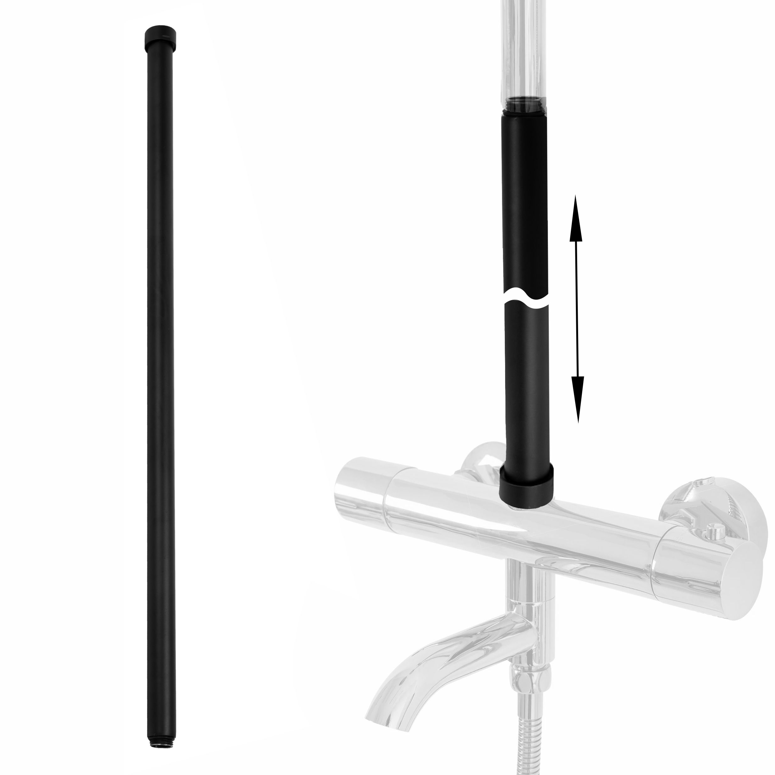 Rallonge Pour Kit De Bain-Douche Rea 60cm Black - 2,2x2,2x61,5cm ...