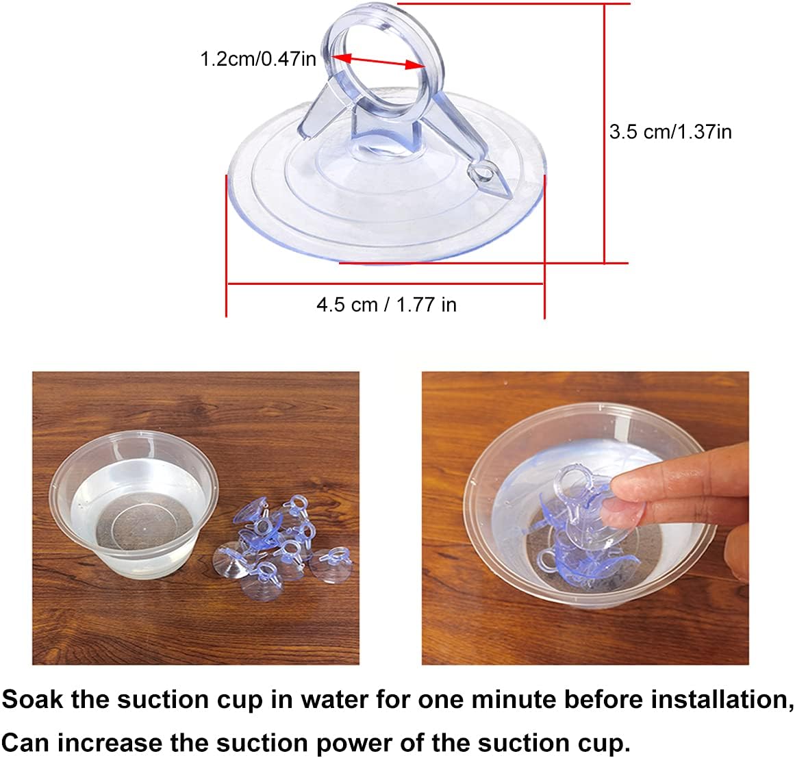 60 Pièces Ventouses 45mm Transparentes Et Noires - Ventouse PVC Sans Crochet Pare-Soleil Voiture Salle De Bain