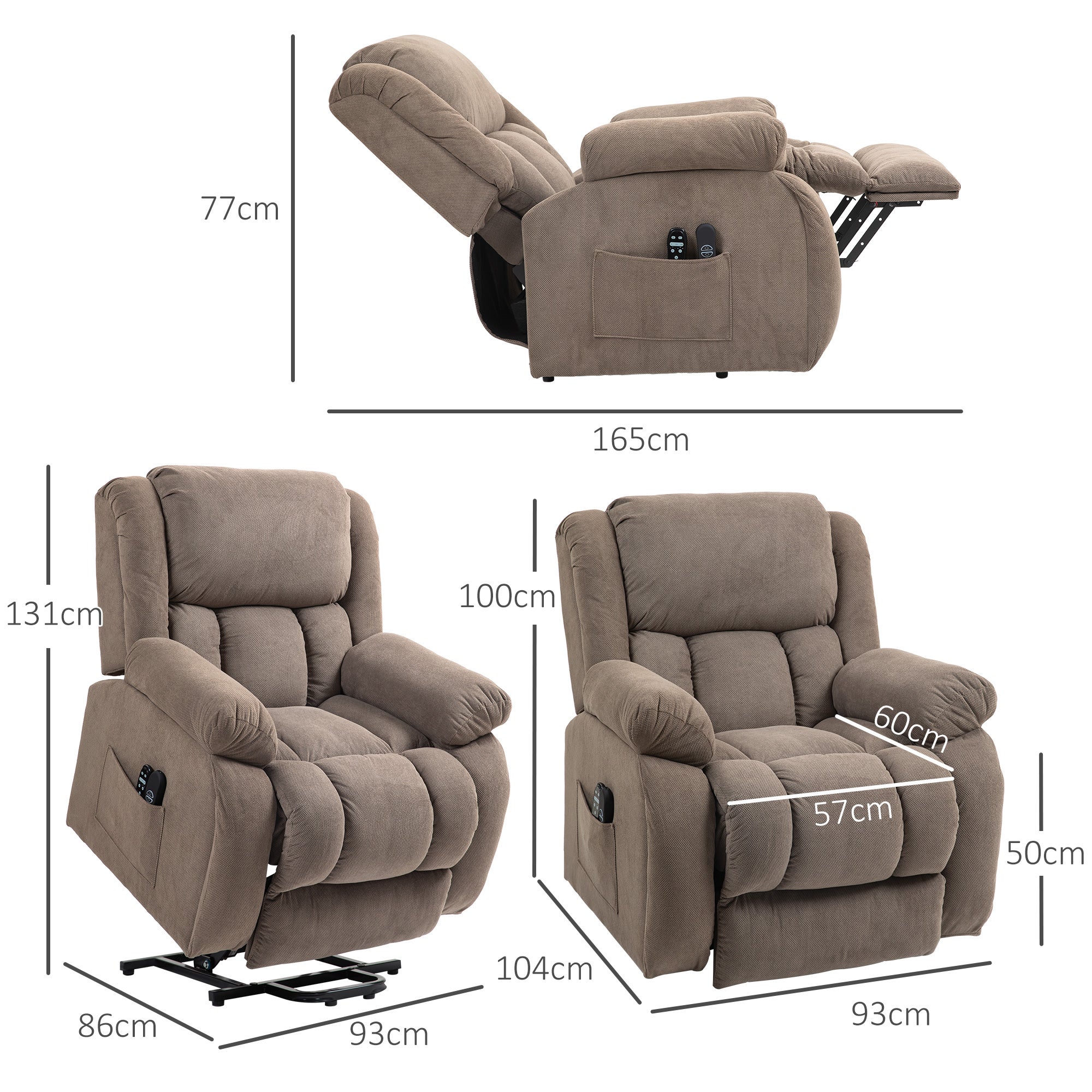 Fauteuil releveur électrique Velours (Polyester) HOMCOM - 3