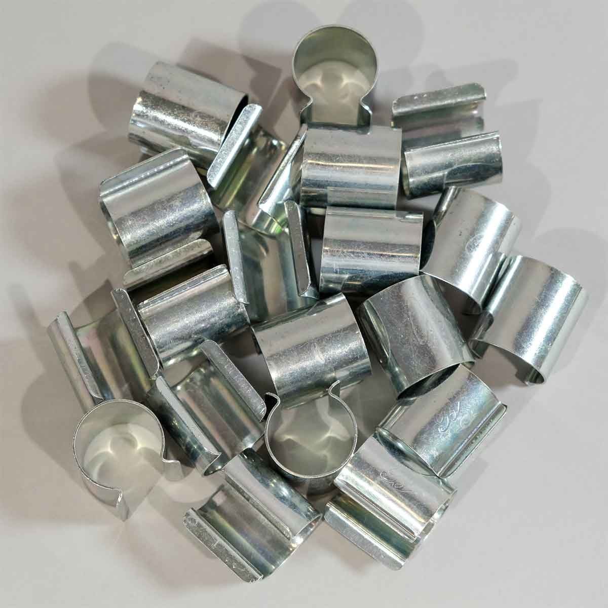 Lot de 20 clips pour bâche serre 35mm (diamètre) x 30mm - Haute Qualité TECPLAST 30CP - Clips de fixation métal revêtement Zinc - 6