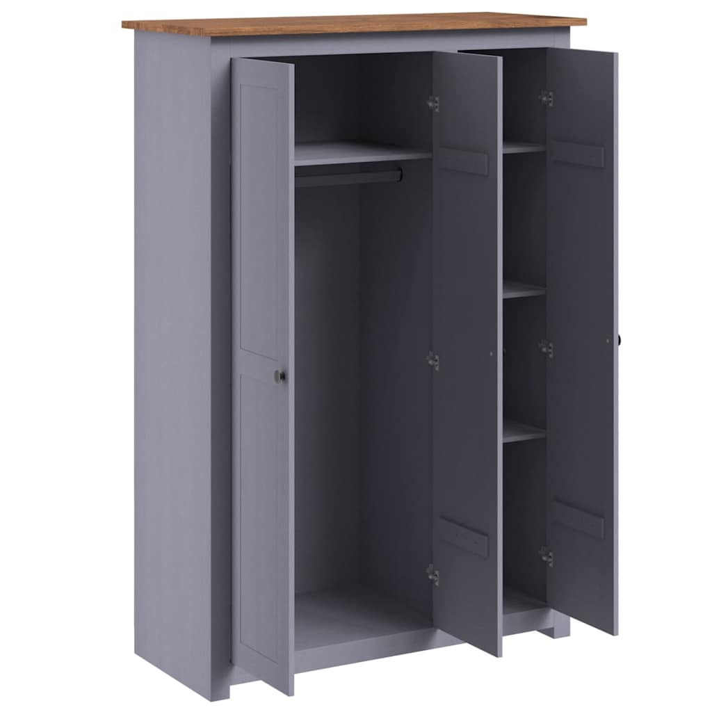 Garde-robe 3 portes Gris 118x50x171,5 cm Pin Assortiment Panama vidaXL - 5