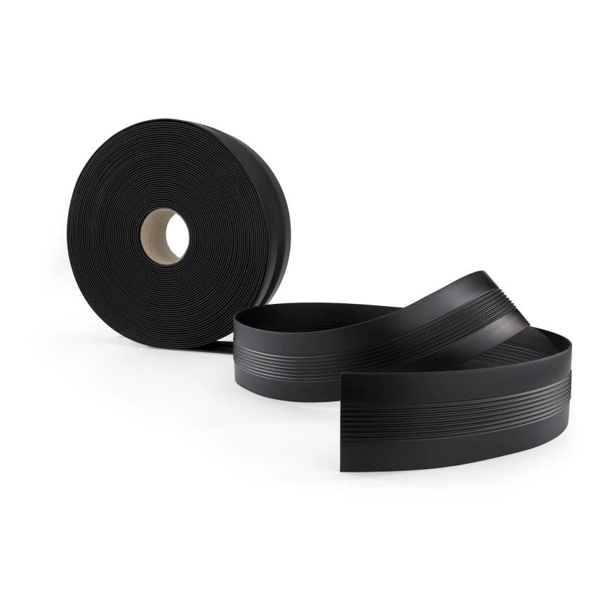 Antypoślizgowy profil przejściowy PVC 70 mm - profil podłogowy do wnętrz, elastyczny, płaski - 25 m, czarny