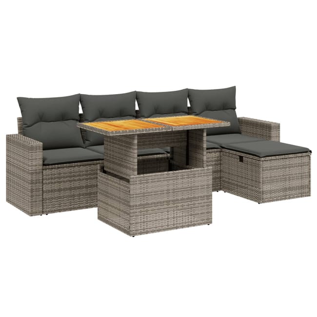 VidaXL Set Divano Da Giardino 6 Pz Con Cuscini Grigio In Polyrattan : Amazon.it: Giardino E Giardinaggio