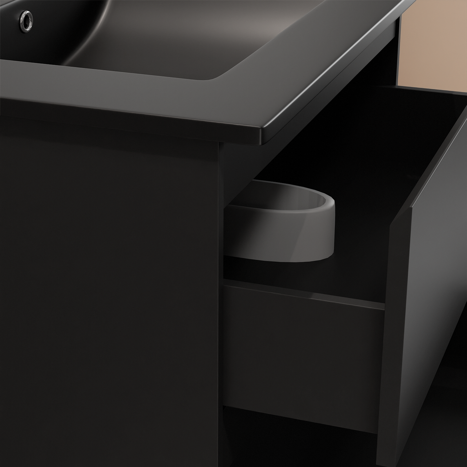 LOMAZOO Meuble De Salle De Bain Marenza Noir Mat 60cm - lavabo noir - 4