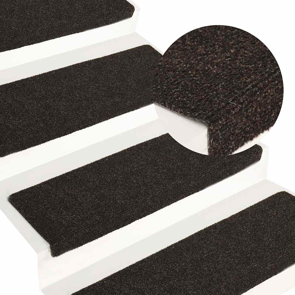 Tapis d'escalier autocollant 30 pcs | Paillasson d'escalier | Tapis de marche marron foncé 65x21x4 cm CFW953894 - 5