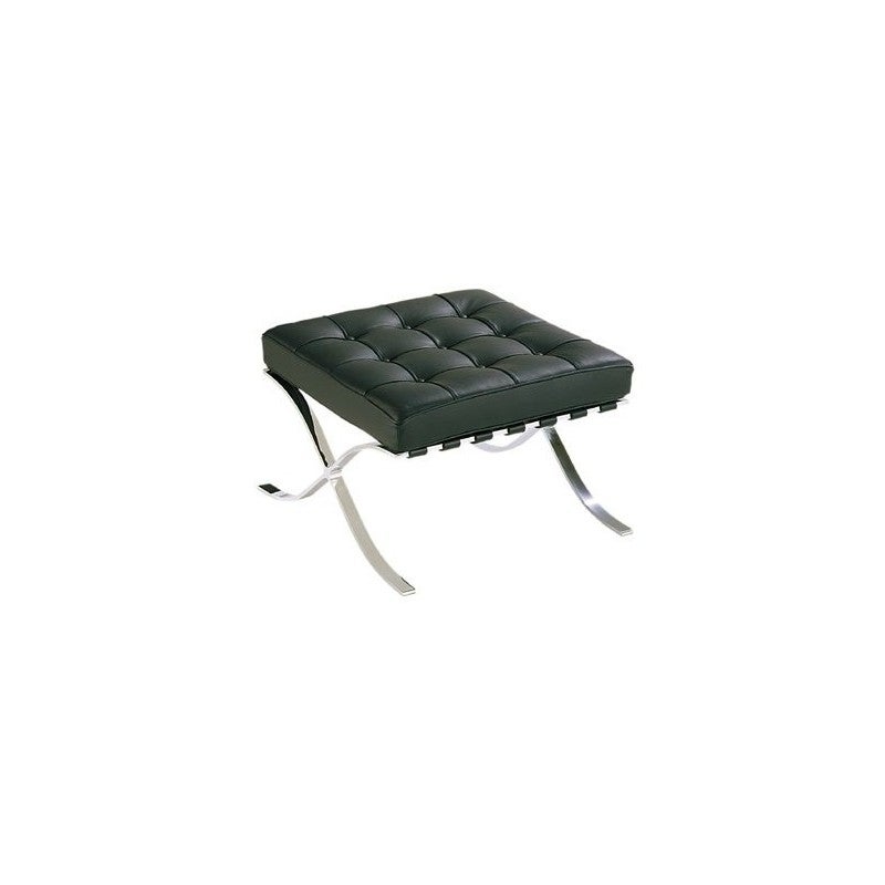 Mf - ottoman de diseño modelo barna (t),fabricado en acero inoxidable, piel top negra. 54 x 61 x 42 cm