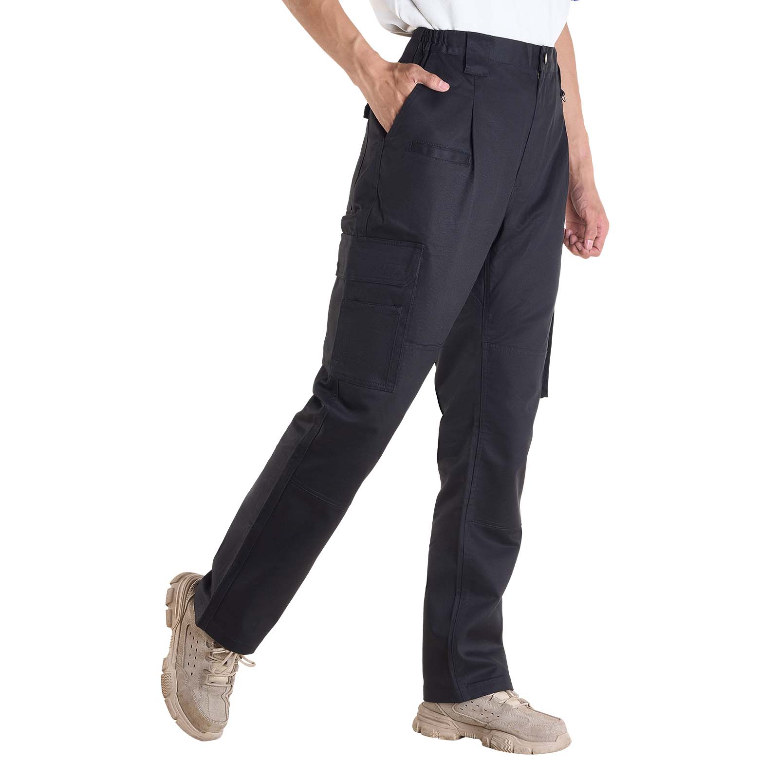Pantalon Ignifuge Homme XXL,VEVOR Cargo Coton Résistant Flammes/Déchirures,Multi-poches,Taille Élastique,Pour Soudage/Soudeurs/Sorties,Noir - 9