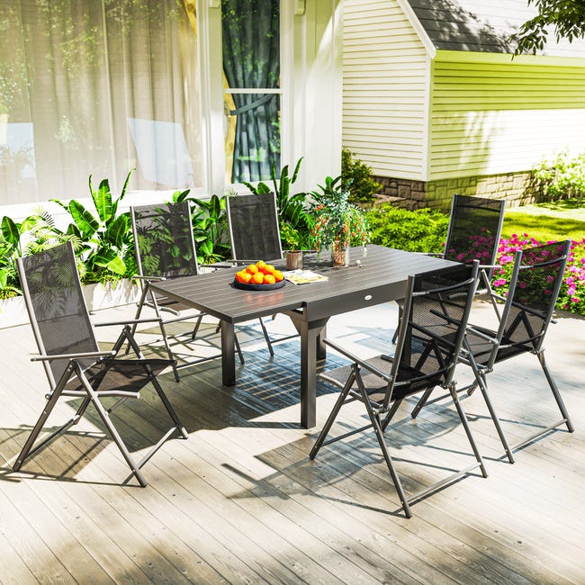 Outsunny Set da Giardino Pezzi con Sedie Pieghevoli e Tavolo