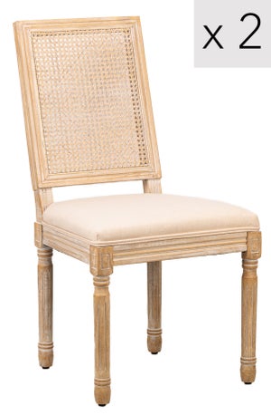 Nordlys Set sedie in legno e rattan con seduta in tessuto