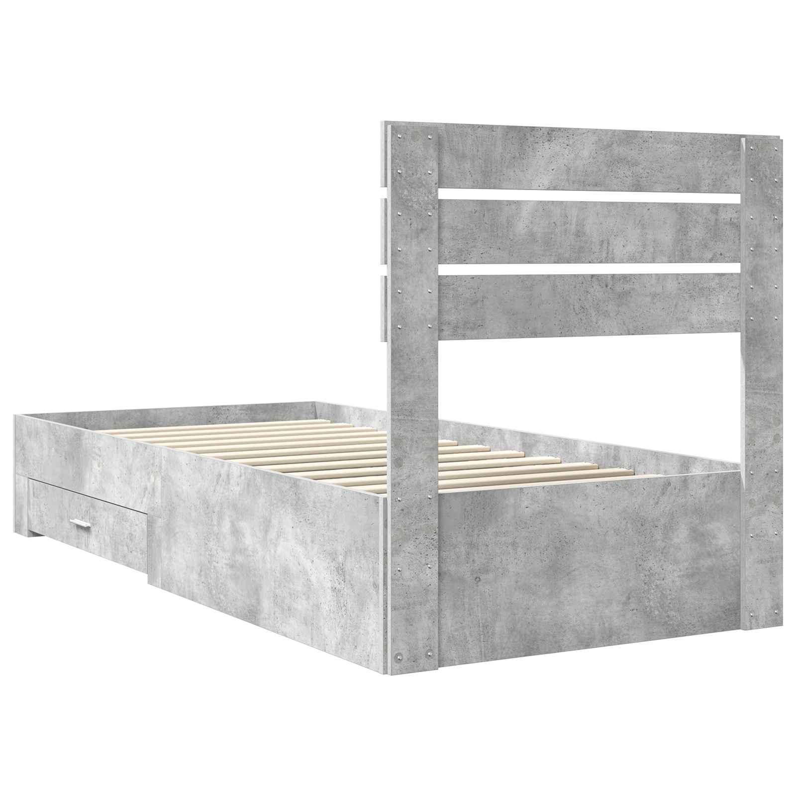 Cadre de lit gris béton 90 x 200 cm en panneau de bois - 9