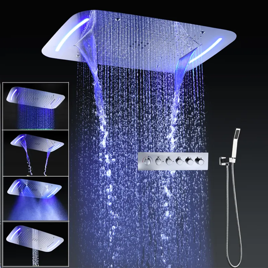 Artisse  ✨ Ducha Tipo Lluvia Led Rgb 710 X 430 Mm, Composición De Ducha Termostática, Oruis , Leroy Merlin