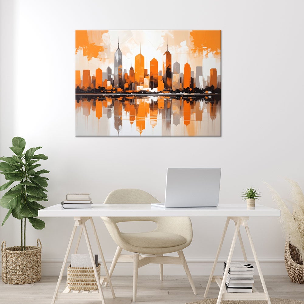 Obraz do salonu sypialni biura, Miasto Budynki Architektura pomarańczowy 60x40 - 2