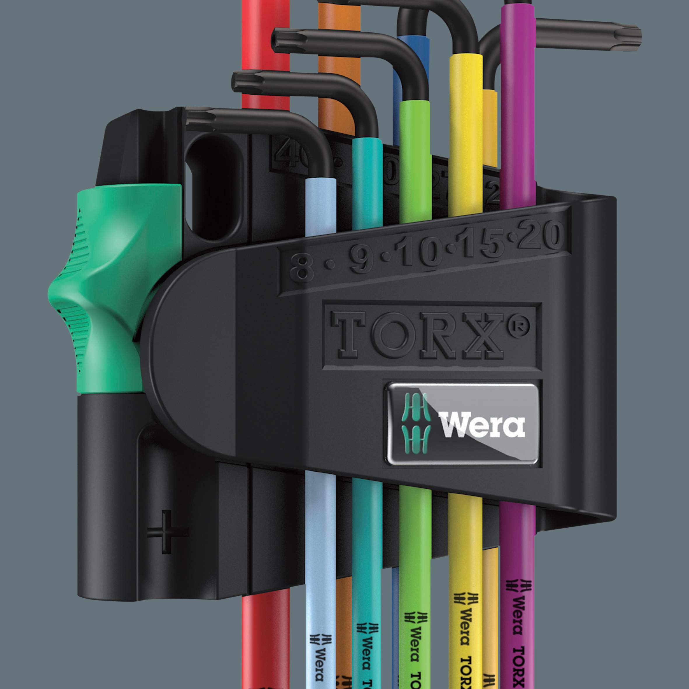 Assortimento Chiavi A L TORX BO Wera 9 Pezzi - Con Foro Per Viti Antimanomissione, Rivestimento BlackLaser, Codice Colore