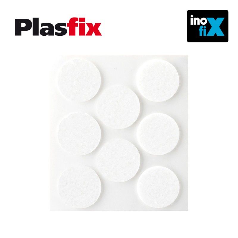 Pack de 8 patins en feutre blanc synthetiques adhesifs diametre 27mm plasfix inofix - 3