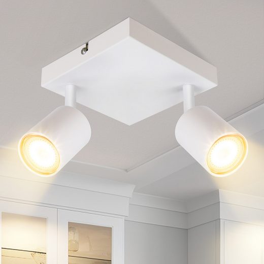 ZMH Reflektor sufitowy z dwiema żarówkami GU10, nowoczesna lampa sufitowa, regulowana w zakresie 330° lampa ścienna do salonu