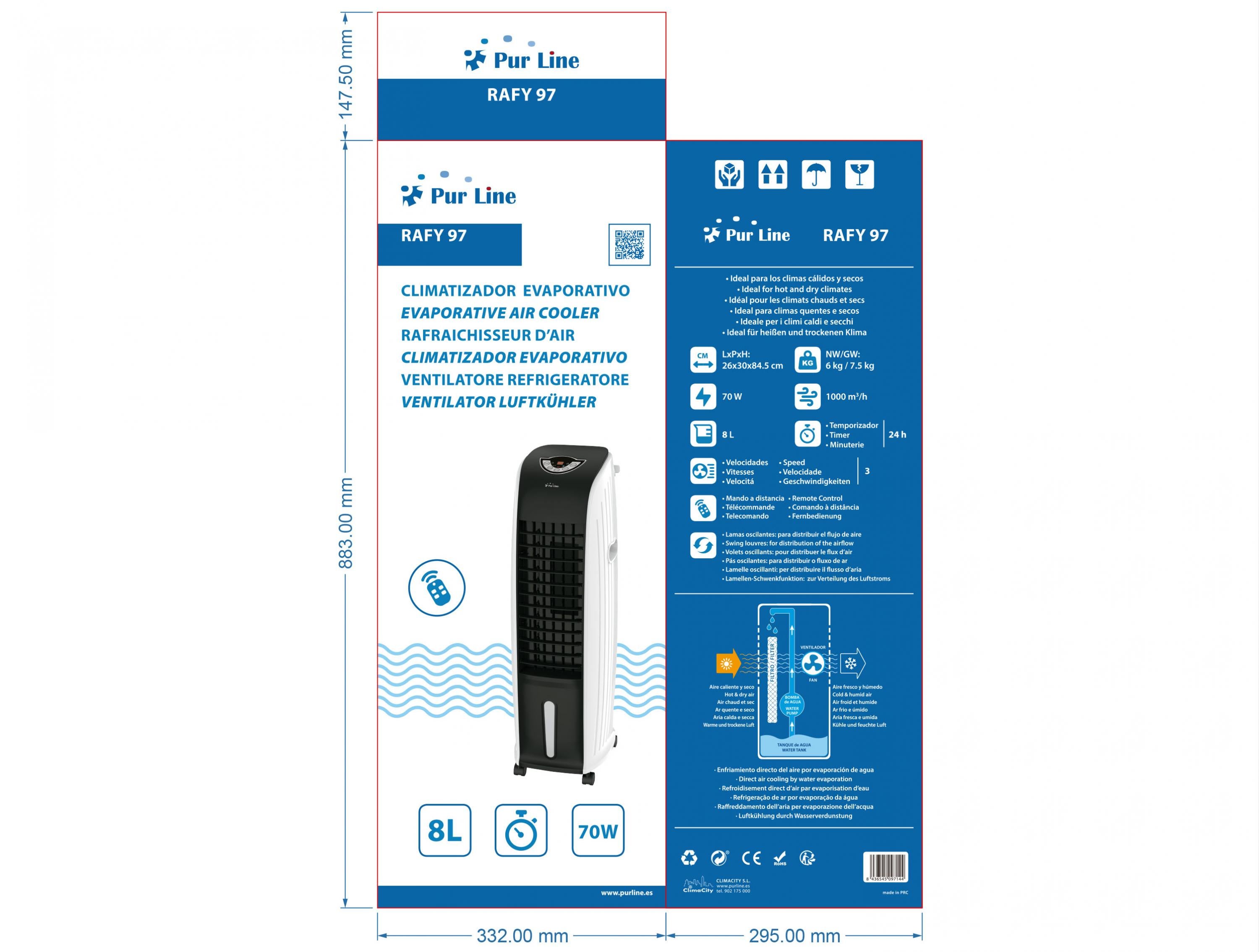 Rafraichisseur d'air par évaporation à débit élevé et minuterie - 7