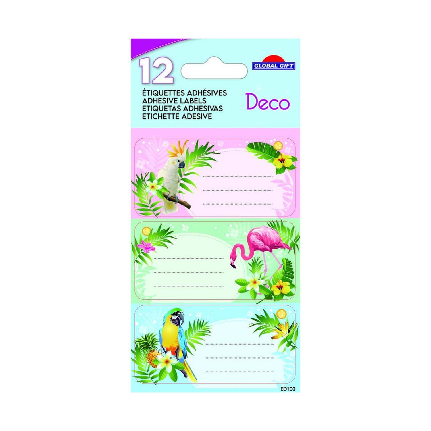 Tiquettes Adh Sives Scolaires Rectangle Tropical Paillettes Global Gift Leroy Merlin