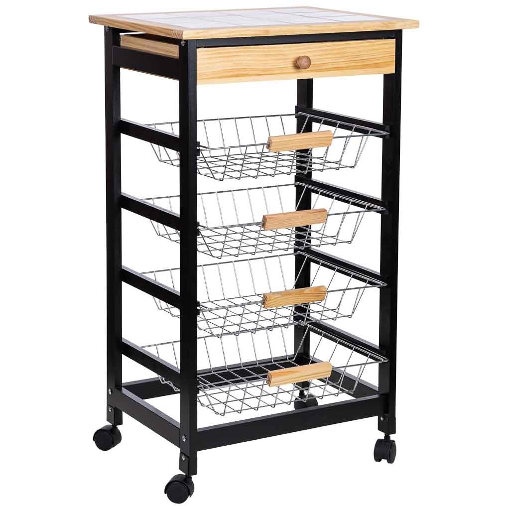 Wanderlust Carro De Cocina De Madera 47 X 37 X 82H Cm Negro , Leroy Merlin