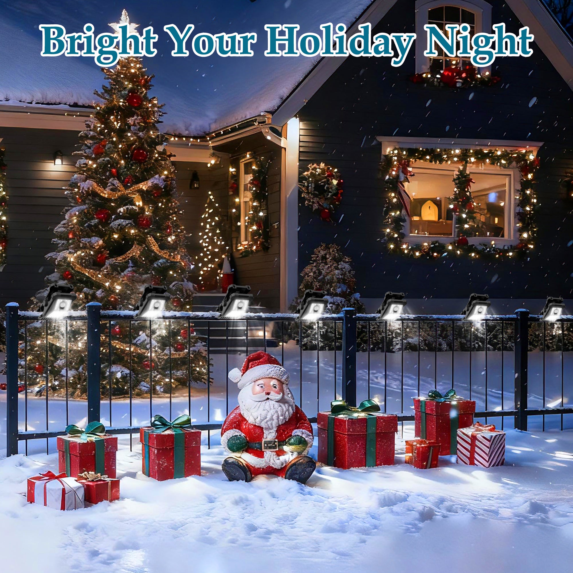 LUXEN Luces Solares con Clip para Exterior, Sensor de Movimiento, 6500K Luz Fría, Luz de Seguridad con Carga USB - 2