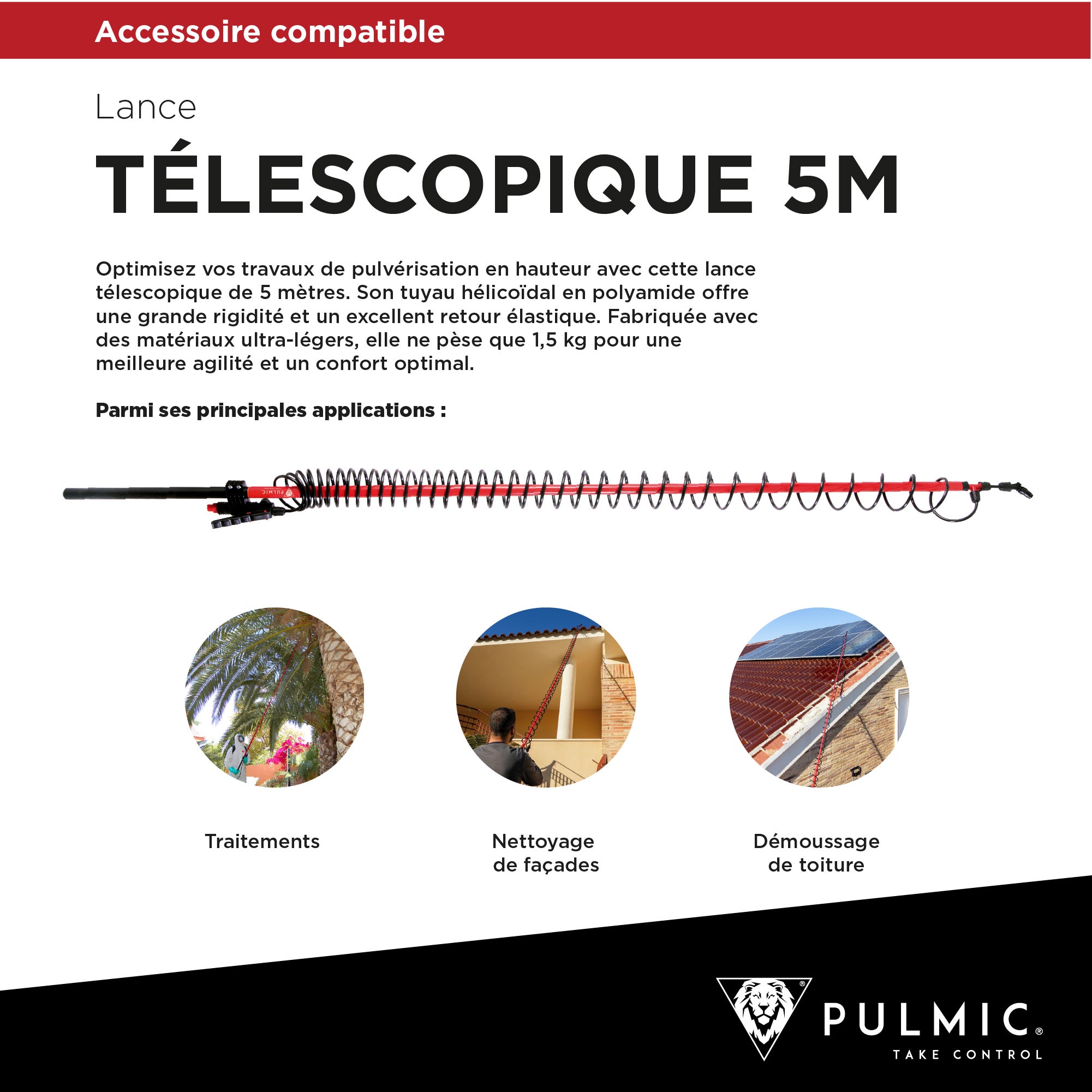 PULMIC Pulvérisateur Électrique Professionnel 35L pour Nettoyage de Toitures, Façades, Démoussage et Applications en Hauteur, Projette à 10m - 7