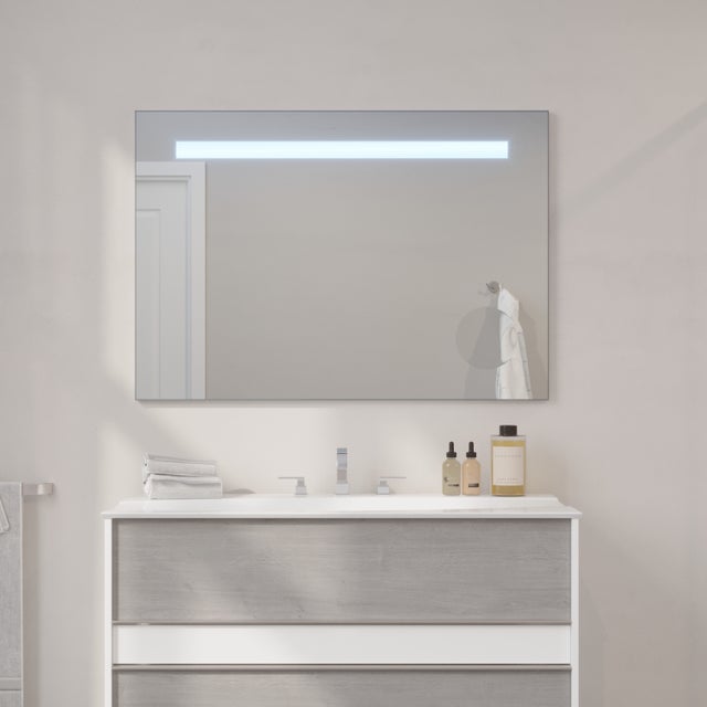 Miroir lumineux anti-buée HALO 1200 - Lentille droite - 700 x 1200 mm - FABRICATION FRANÇAISE - AURYS NORMANDIE