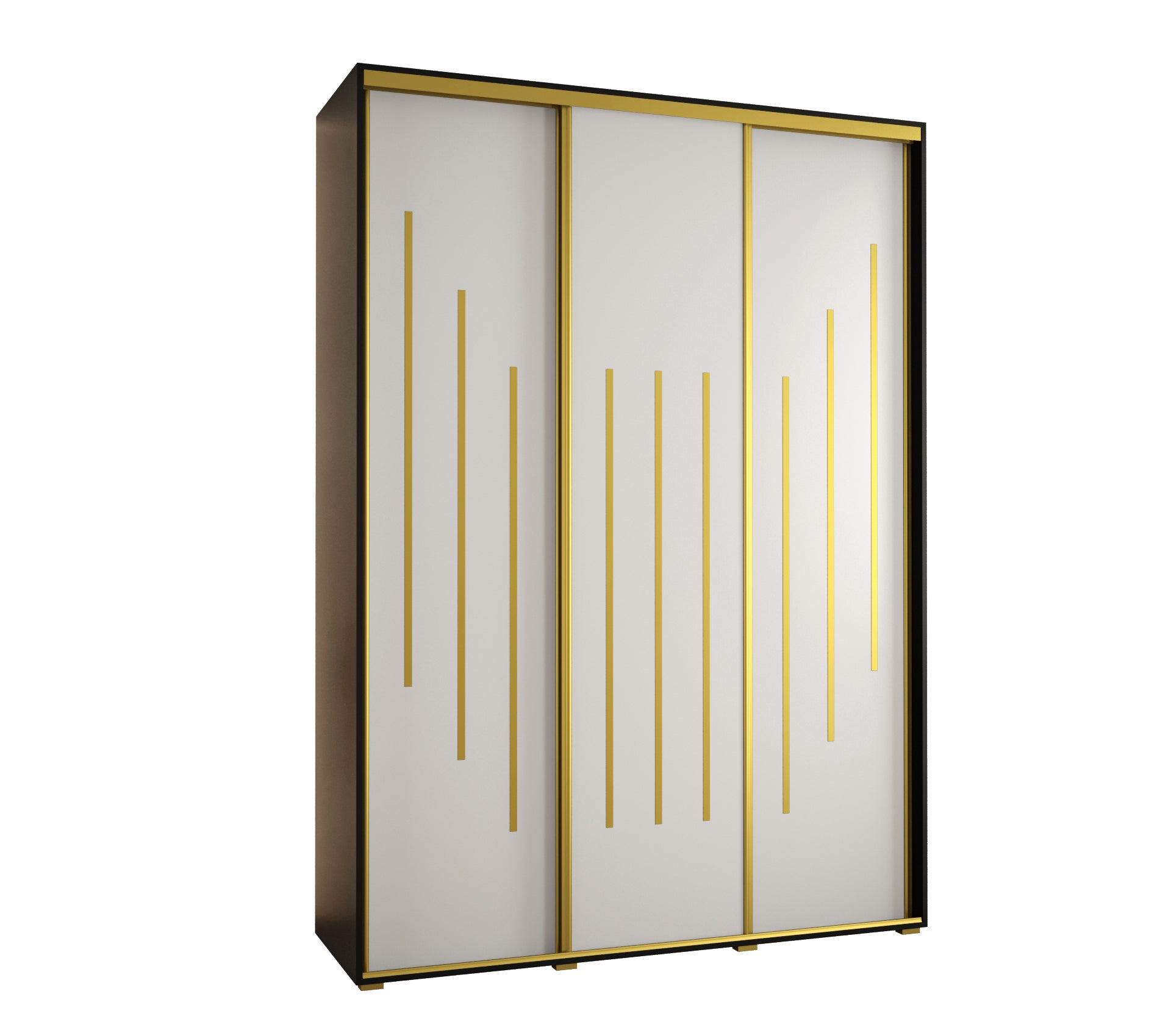 Szafa przesuwna wysoka Davos 8 170 x 60 x 235,2 cm czarny + biały + u. złoty - Abiks Meble