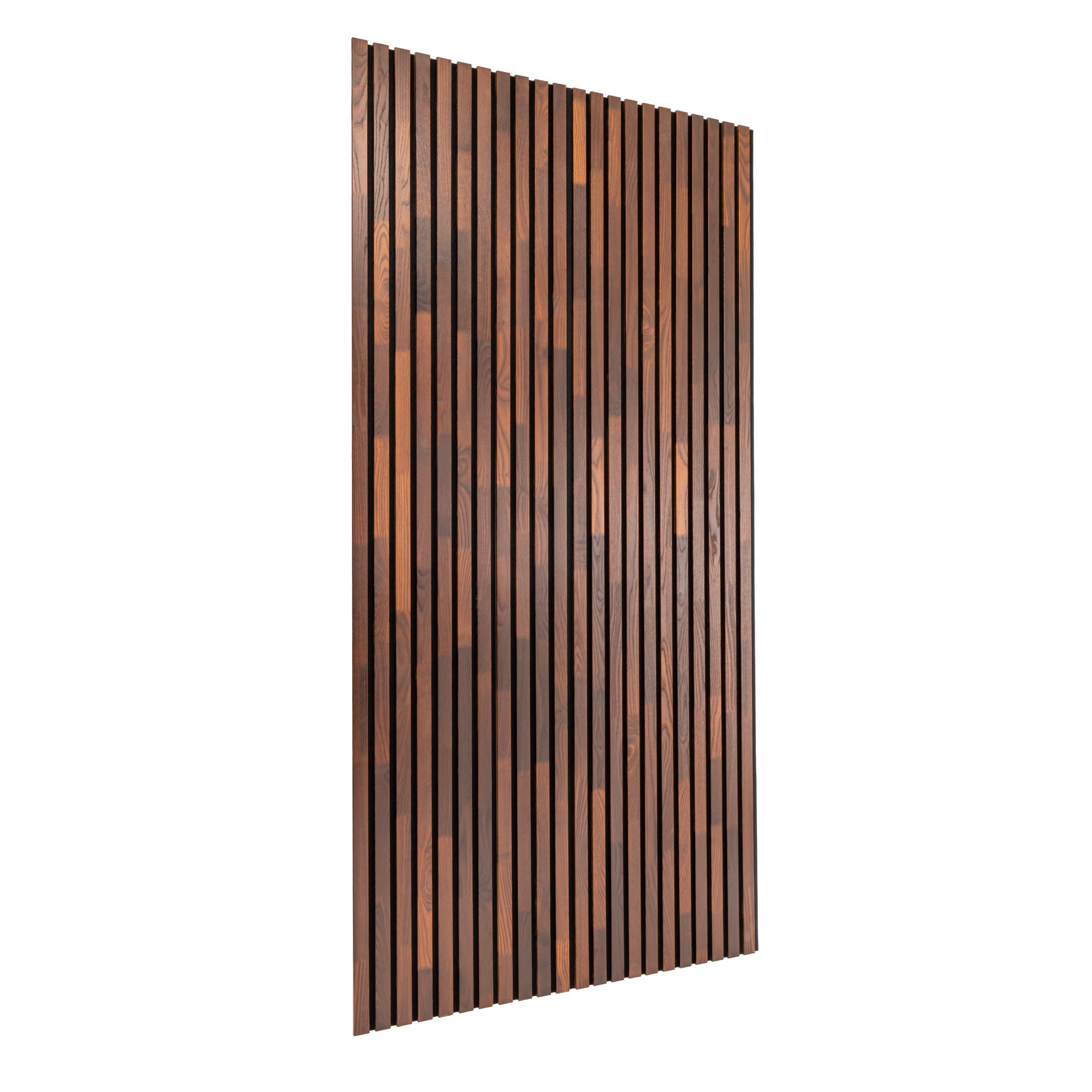 Lot de 2 Panneau Tasseau Acoustique en Bois - Frêne Thermique Naturel - 2400x600mm - Lattes 40mm, Support en Feutre Noir - 6