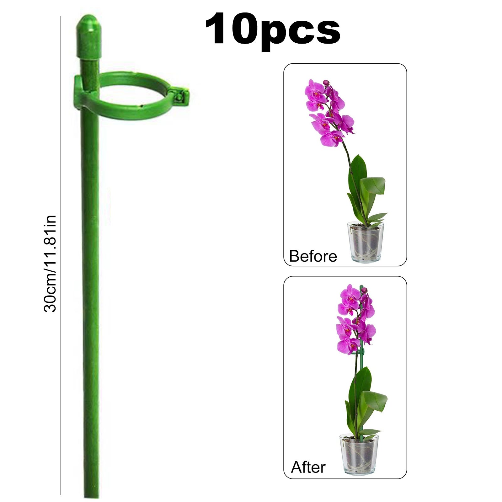 Piquet de jardin Piquet de jardin ajustable 10 tiges de support de plantes avec anneaux pour plantes, fleurs et tomates 30cm - 2