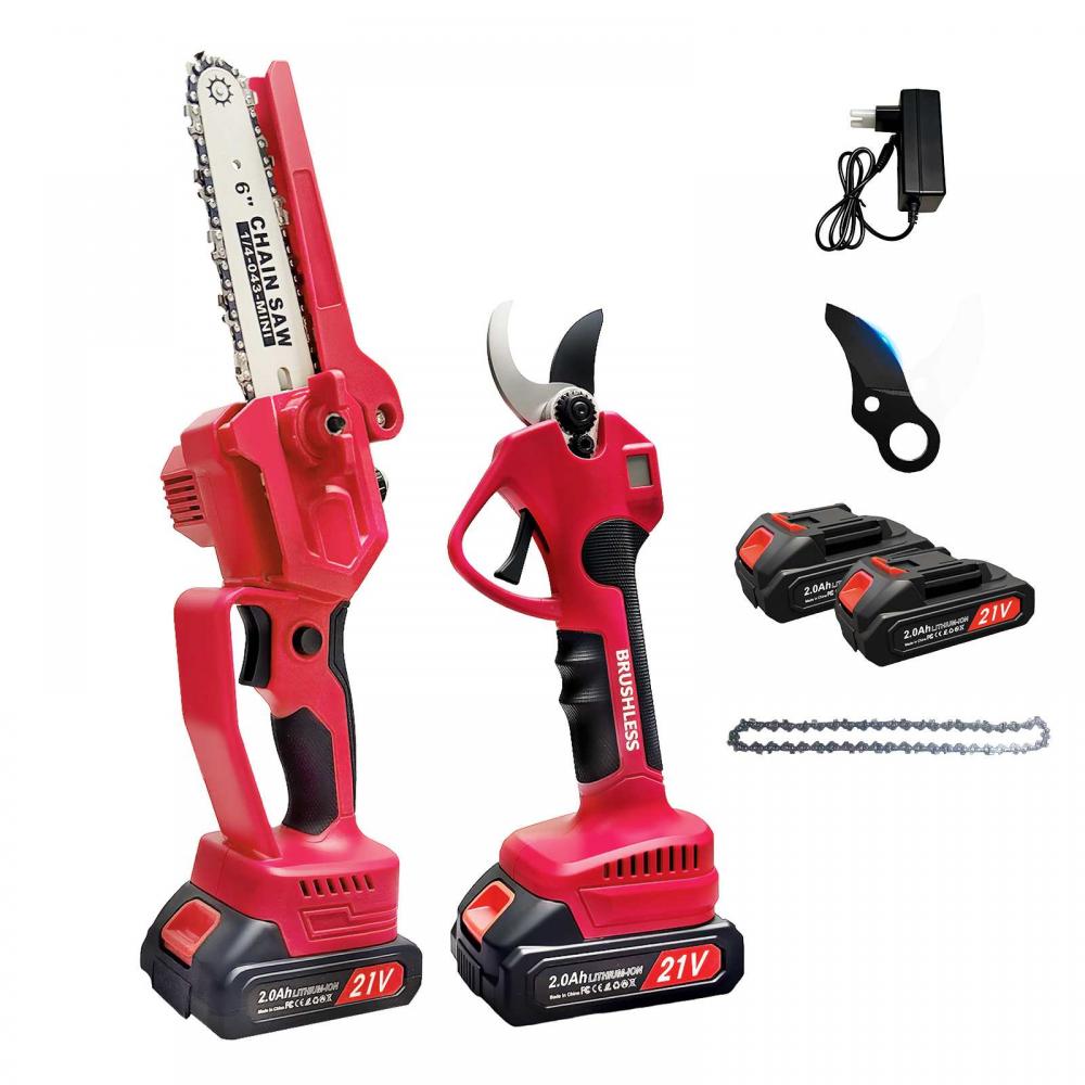 Scie et sécateur électriques 300W – Kit 4+1 lames, 3 modes, 2 batteries – Coupe-branches sans fil pour jardinage, bricolage et usage professionnel - 3