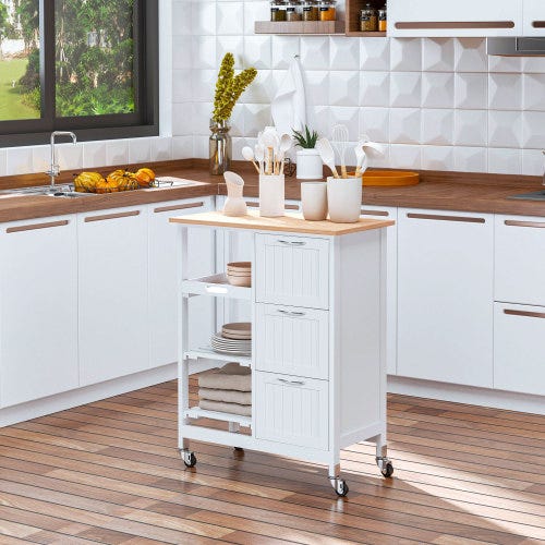 BAKAJI Carrello Portaoggetti in Acciaio Cromato per Bagno Cucina BAKAJI Carrello Portaoggetti in Acciaio Cromato per Bagno Cucina