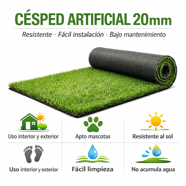 Arquiservi® - Gazon Synthétique Forever Basic 20mm Rouleau 1x1m (1m²) Densité Premium Réaliste Installation Facile Jardin Terrasse
