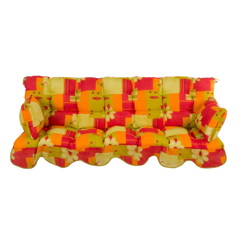 Poduszki na huśtawkę 180 cm Minorca kratka i motyw roślinny Patio