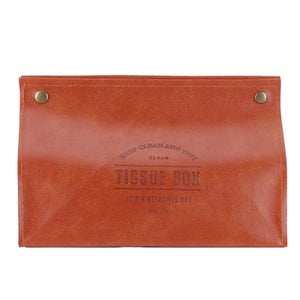 Boîte à Mouchoirs Ovale En Cuir Imprimé - 22,1 X 13 X 9,9 Cm, Ouverture Facile - Pour Voiture, Maison, Bureau (orange)