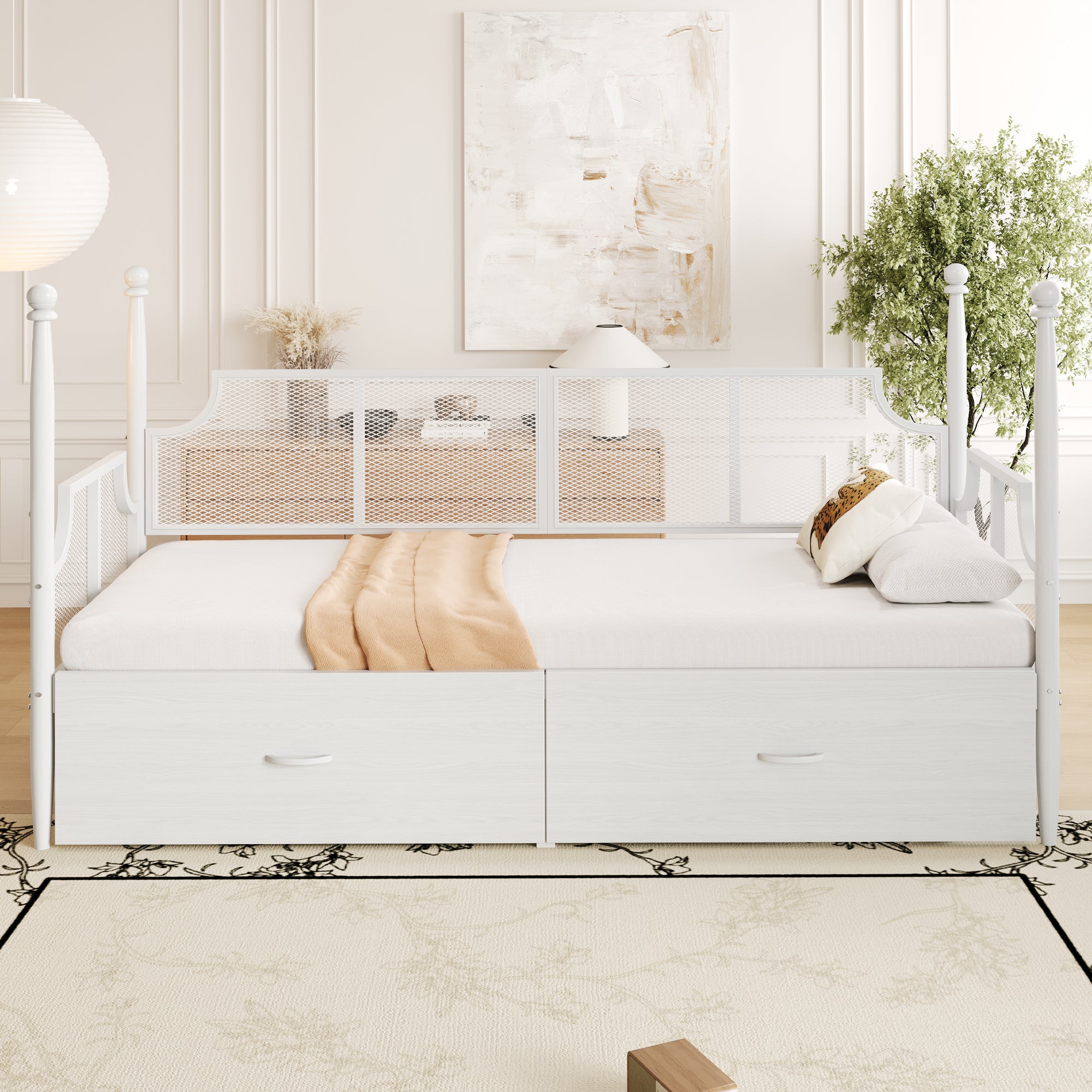 Shabby Chic Divanetto Ferro Battuto Bianco Battuto Bianco Letti - Main Image