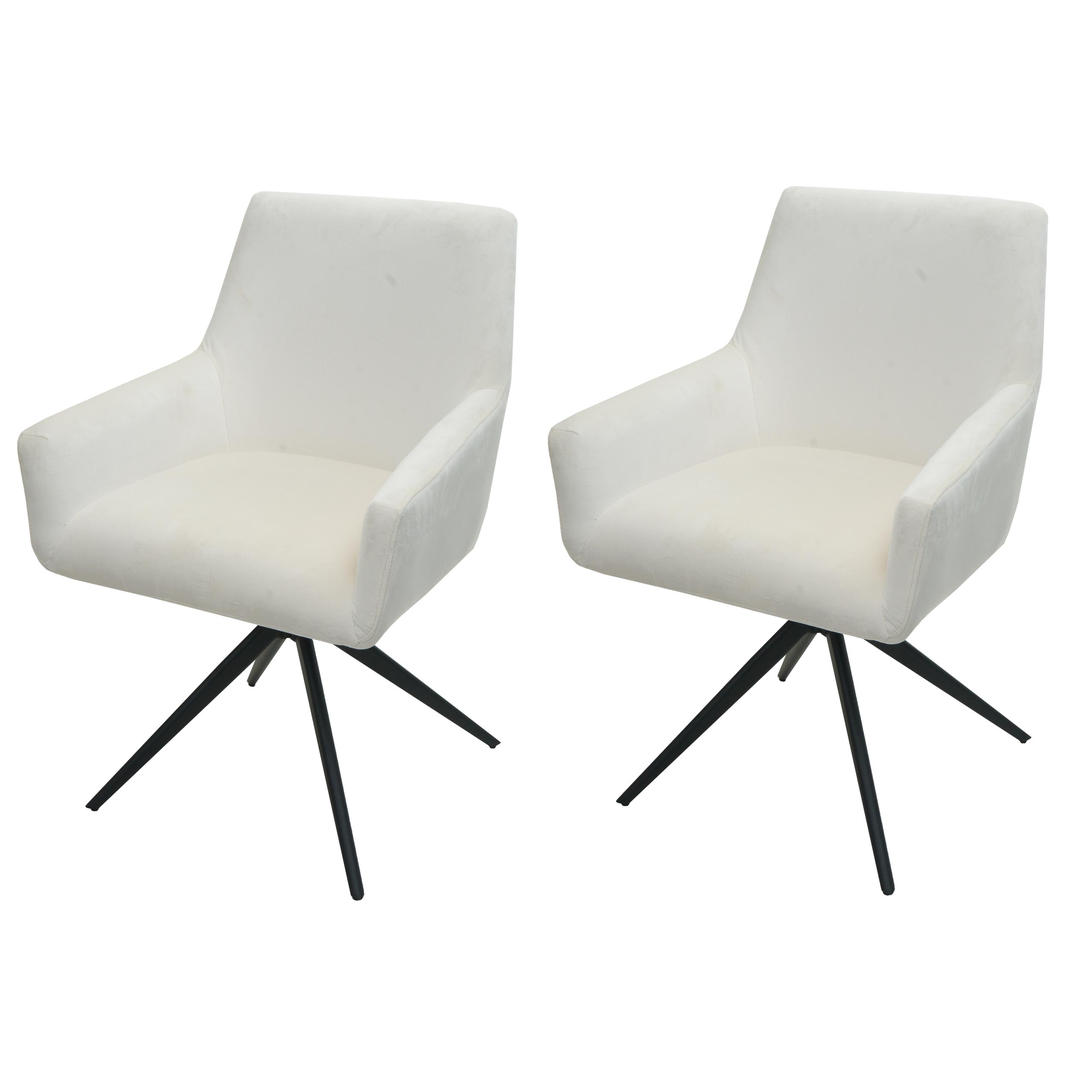 Zestaw 2 krzeseł do jadalni HWC-L91, krzesło kuchenne obrotowy podłokietnik automatyczna pozycja tkanina MVG ~ kremowo-beżowy