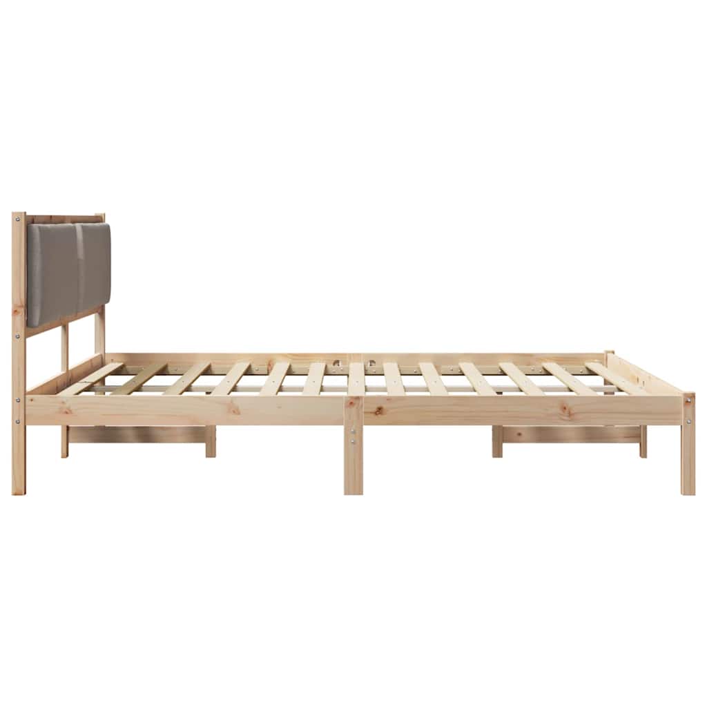 Cadre de lit avec tête de lit en pin massif taupe pour la chambre, 200 × 200 cm - 6