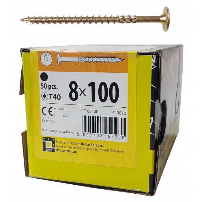 BOITE DE 50 VIS À TÊTE RONDELLE 8 x 100, EMPREINTE TORX | Leroy Merlin