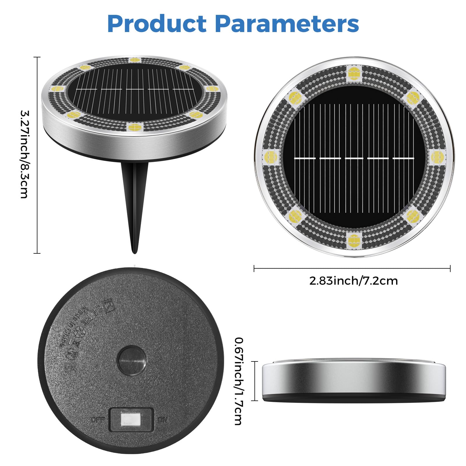 Lumiere Solaire Au Sol Lot de 4, Lampe Solaire Exterieur Jardin 8 LED, Étanche Spot Solaire Extérieur pour Chemins Allée Pelouse Terrasse Cour - 5