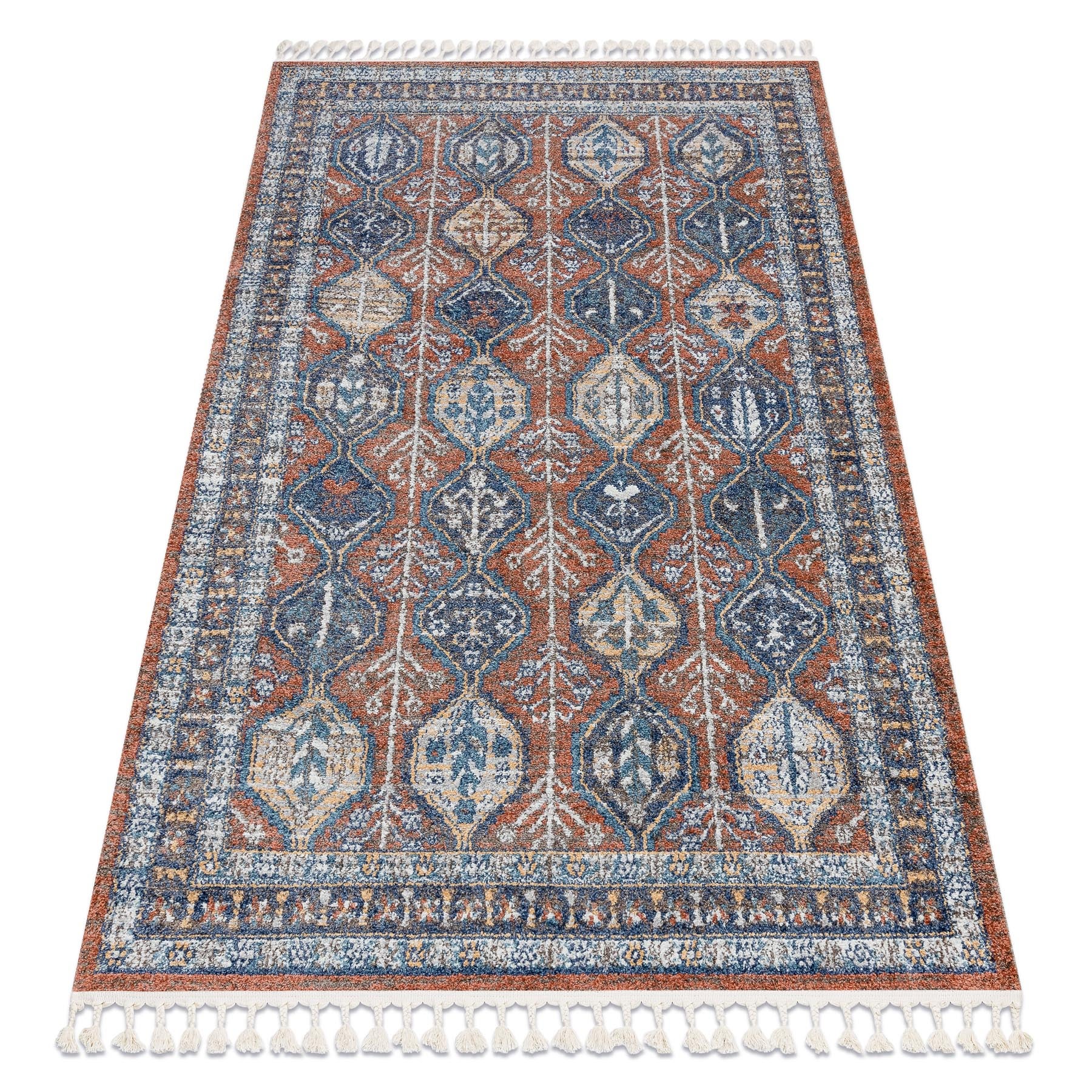 Dywan nowoczesny BELLE BG60A brązowy / róż Frędzle 200x290 cm