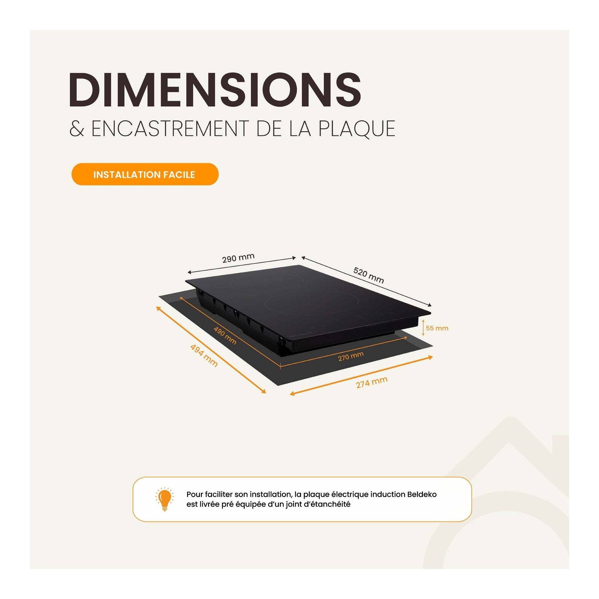 BELDEKO Plaque Induction 2 Feux 3600W Tactile Booster - Marque Française - 8