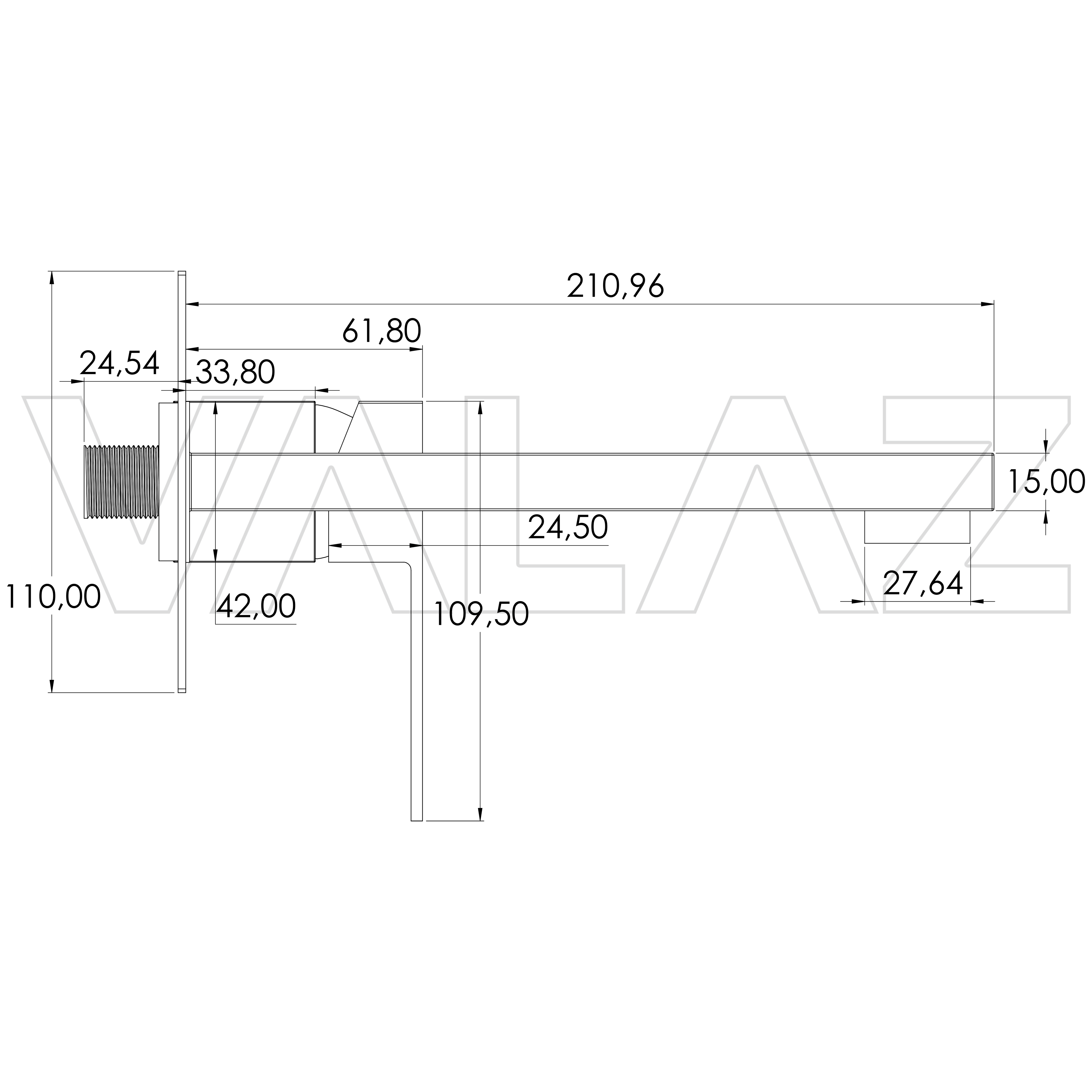 Valaz Rubinetto lavabo da incasso quadrato monocomando con bocca nera opaca da 21 cm - Serie Tormes - 5