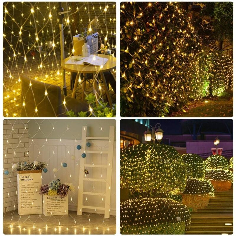Guirlande Lumineuses Filet,672 LED Filet Lumineux 6M X 4M 8 Modes énergie étanche,Dimmable pour Chambre Noël Mariage Soirée Maison Jardin,Blanc Chaud - 4