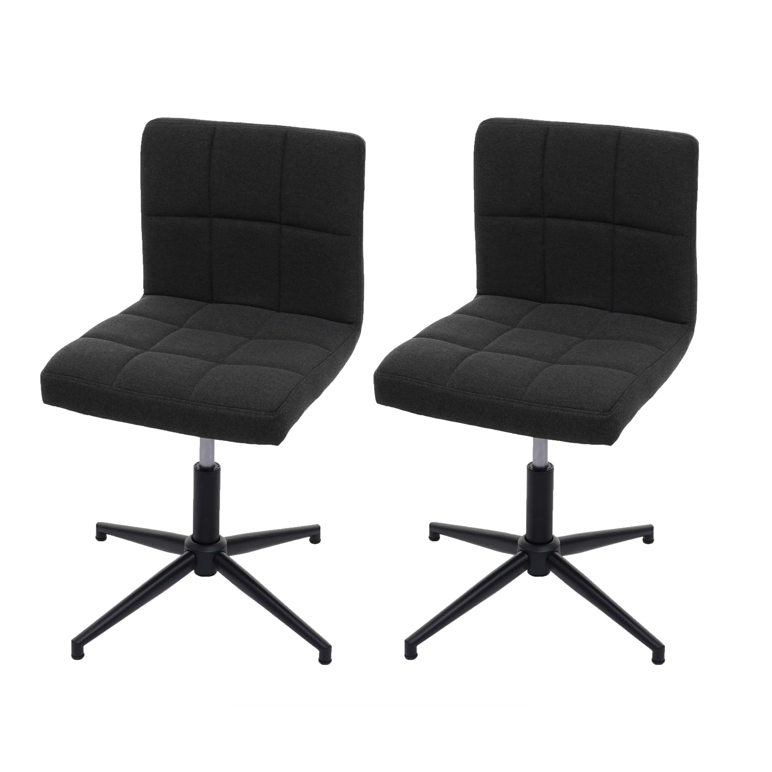 Zestaw 2 krzeseł do jadalni Kavala II, krzesło kuchenne, mechanizm obrotowy z regulacją wysokości ~ tkanina/wełna ciemnoszara, podstawa czarna