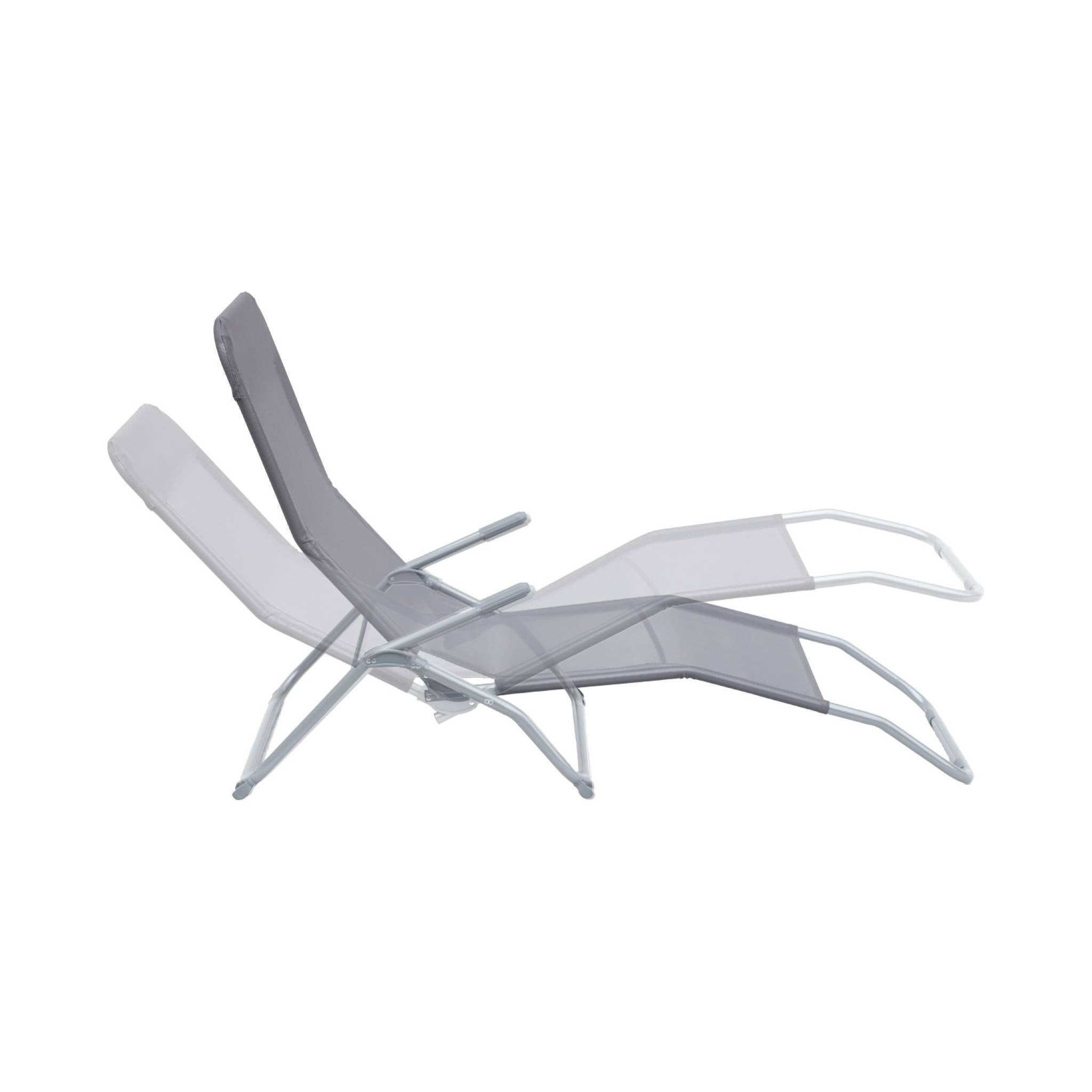Tumbona plegable de textileno con 2 posiciones, set de 2 Antracita - 57x168x93 cm - 7