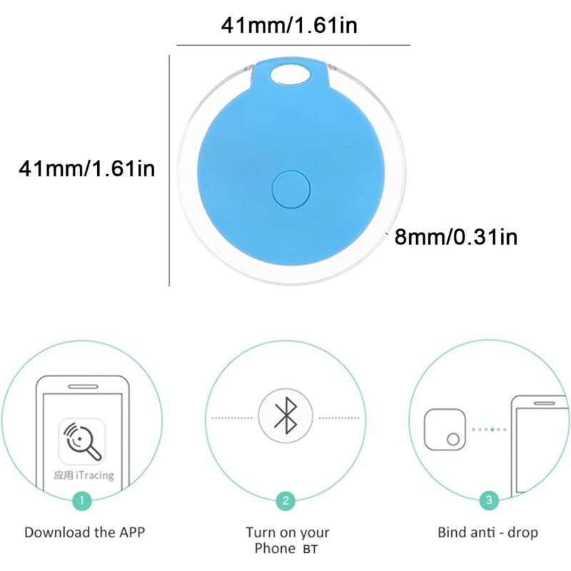Lot de 4 mini localisateurs GPS étanches et portables Bluetooth pour bagages/enfants/animaux/chat/chien - 5