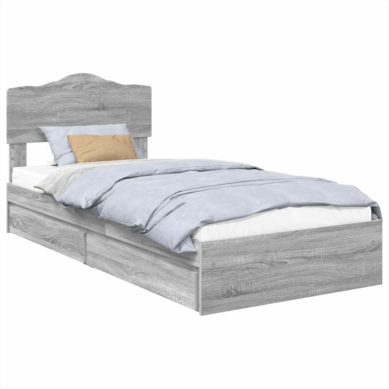 Lit de rangement gris 90 x 190 cm panneau de bois - 2