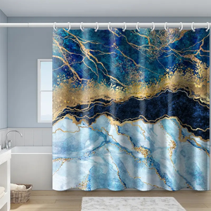Hnmdmyi Rideau De Douche Marbre Gris Or Craquelé - 90x180 Cm, Luxe Moderne Abstrait, Polyester Imperméable Avec Crochets