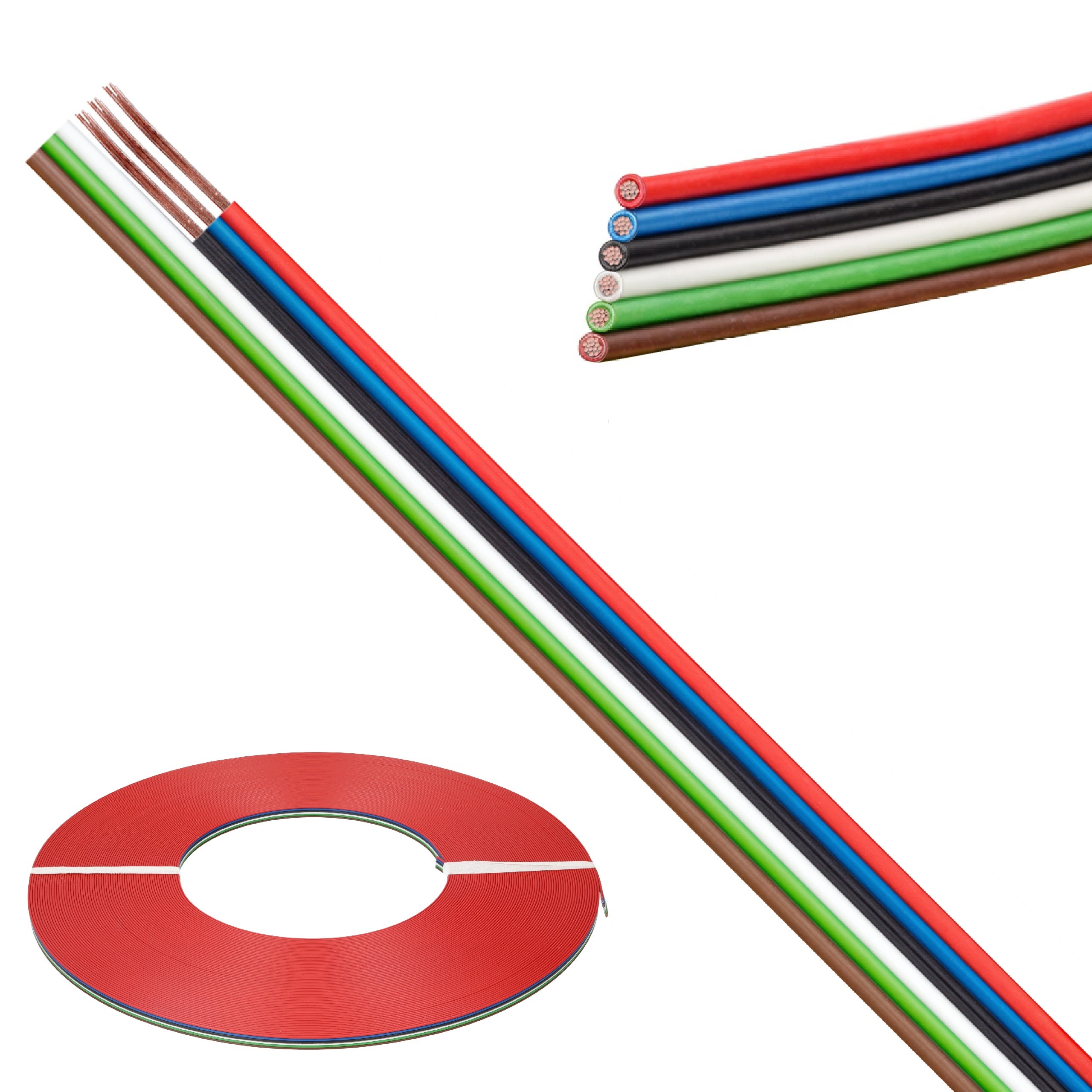 Kabel telekomunikacyjny wstążkowy TLWY 6x0,12mm2 kolorowy 150V montażowy linka Technokabel 50m