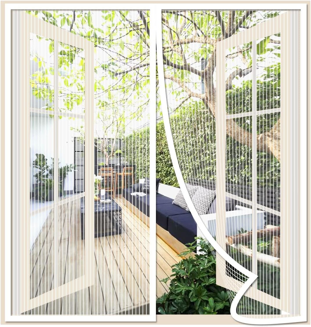 Moskitiera magnetyczna, przewiewna siatka, odstraszająca komary, zamykana automatycznie, 150 x 150 cm, biała